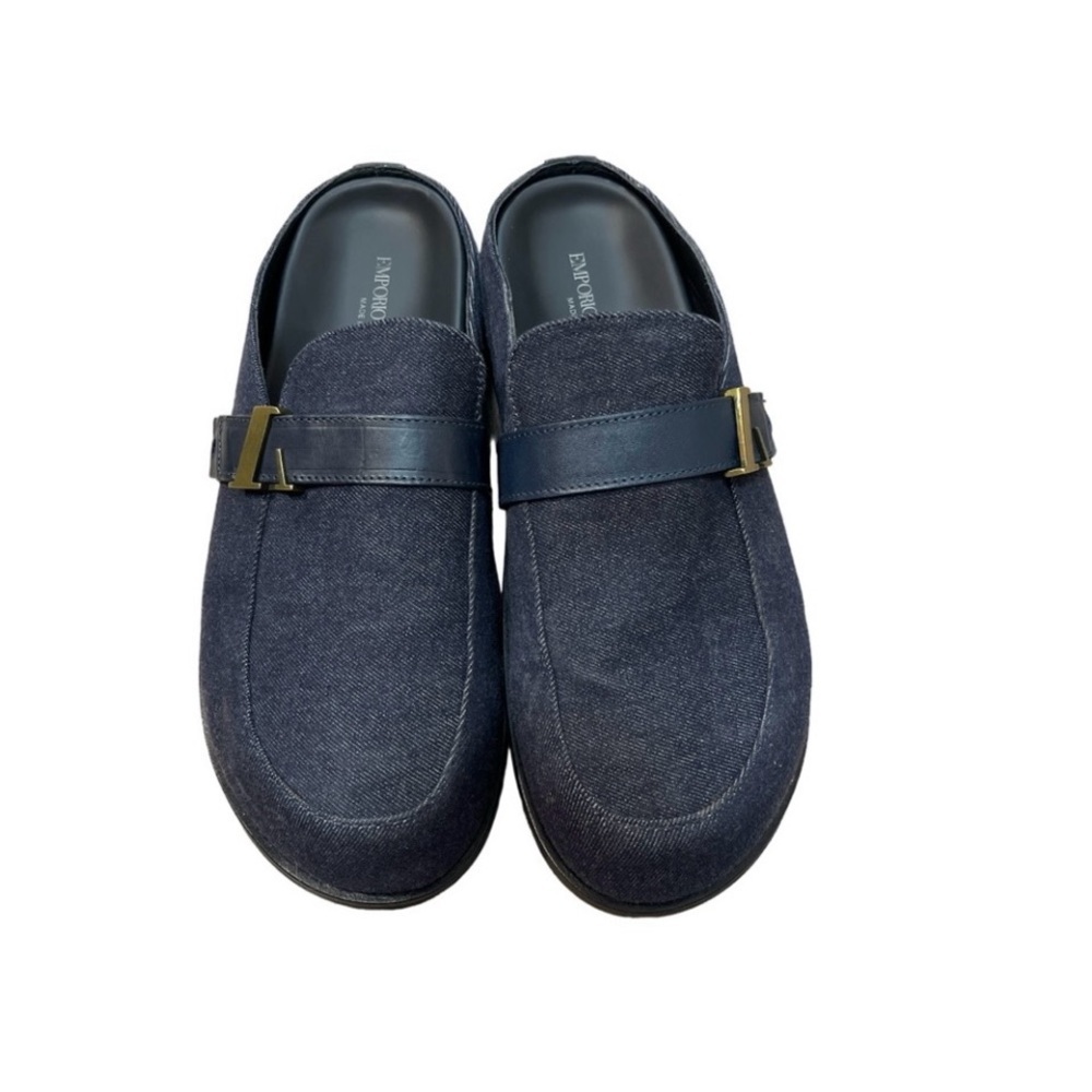Emporio Armani Men’s Denim Leather Loafers Size 11 Made in Italy